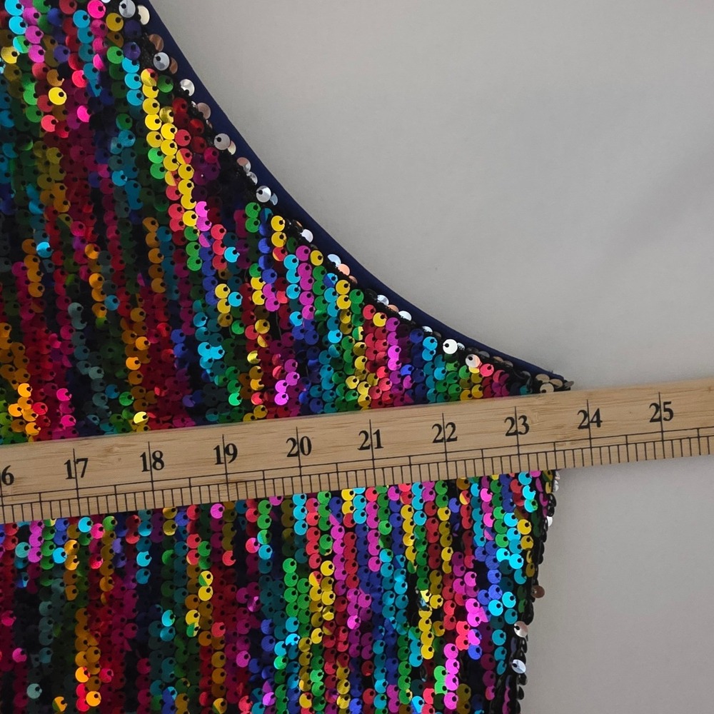 Allegra K Womens XXXL Rainbow Sequin Mini Dress Adjustable Strap‎  Glam Party - Picture 7 of 12
